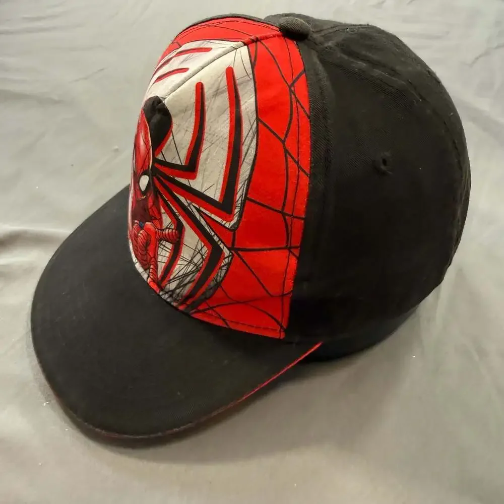 Marvel Spider-Man Snapback Hat Red Black Large Front Graphic Kids YOUTH Cap